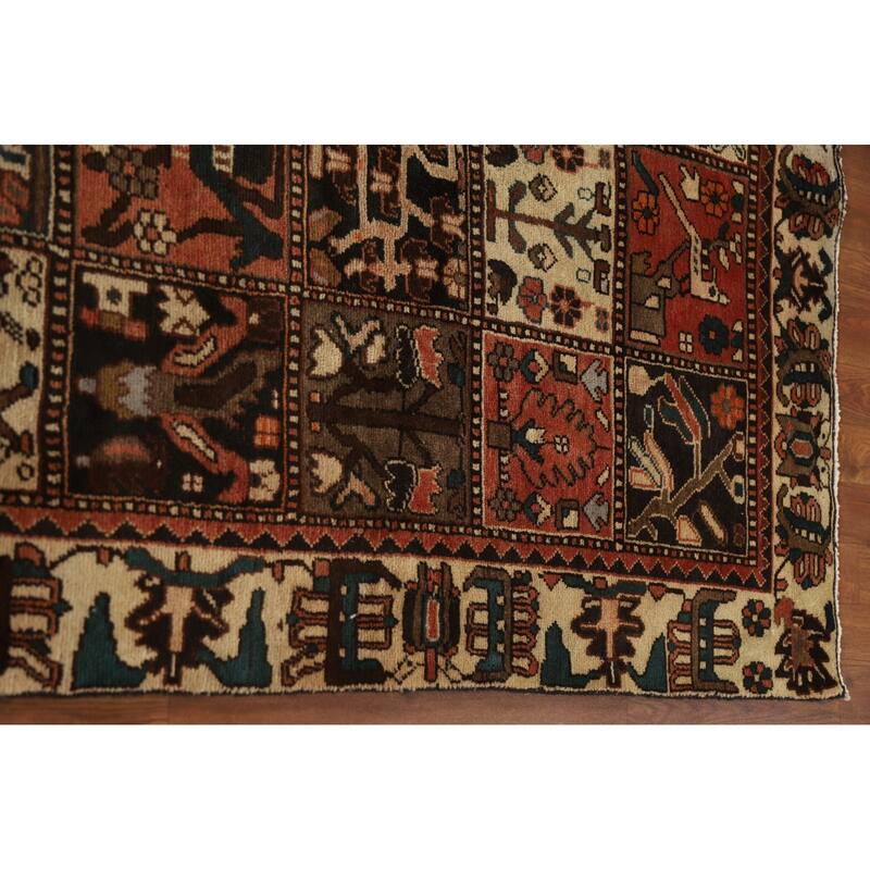 Garden Design Bakhtiari Persian Vintage Area Rug Handmade Wool Carpet - 5'0"x 9'0"