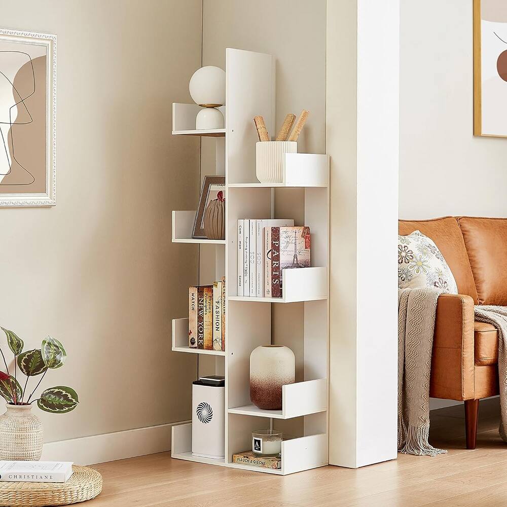 Shelf Storage Bookshelf,Wooden Book Display Shelves,White Bed Bath