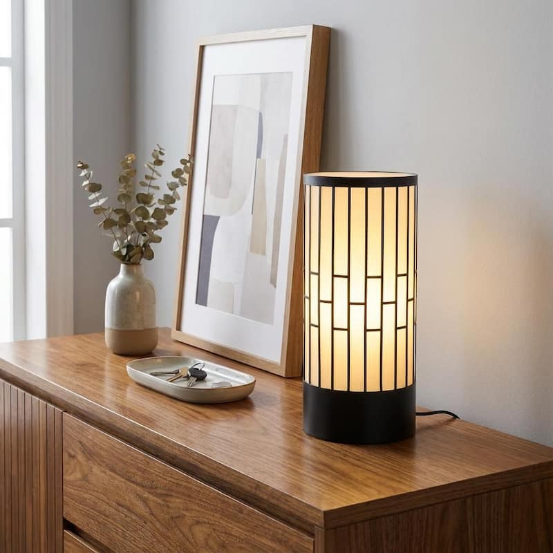 Japandi 15.9" Cylinder Table Lamp with 3-Color - 15.9 in H - 15.9 in H