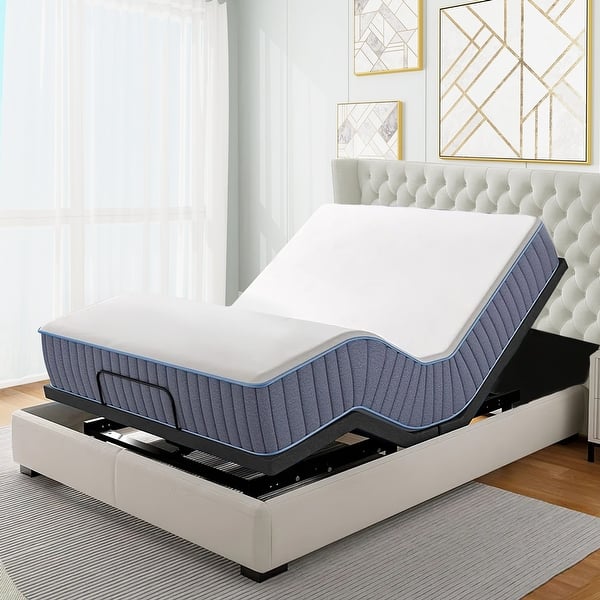 slide 2 of 8, Adjustable Bed Frame, Head & Foot Incline, Wireless Remote Control, Zero Gravity Adjustable Bed Base Queen