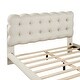 preview thumbnail 8 of 10, Full Size Velvet Platform Bed w/ LED Frame, Thick & Soft Fabric and Button-tufted Design Headboard for Kids Teens Adults, Beige