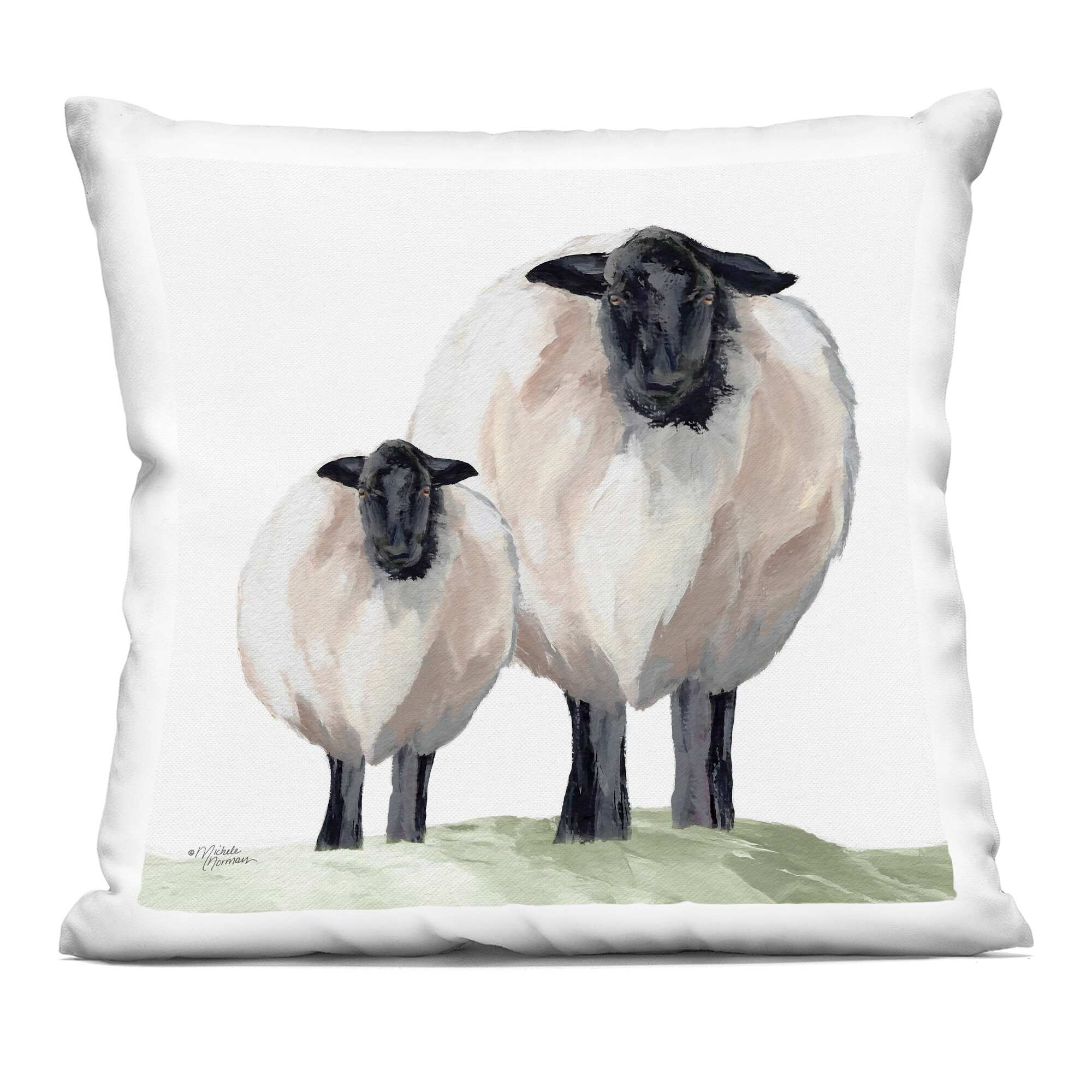 Stupell Sheep And Lamb Portrait Decorative Printed Throw Pillow Design by Michele Norman