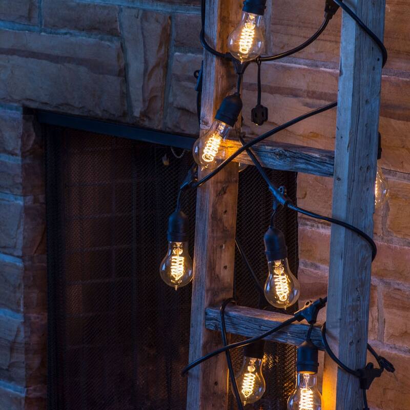 Bulbrite 48 ft Indoor/Outdoor 15-Socket (E26) Decorative String Light Kit, Black