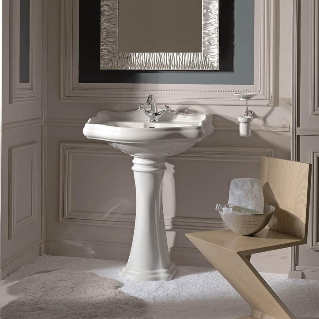 WS Bath Collections 21-3/4" Ceramic Pedestal Bathroom Sink with One