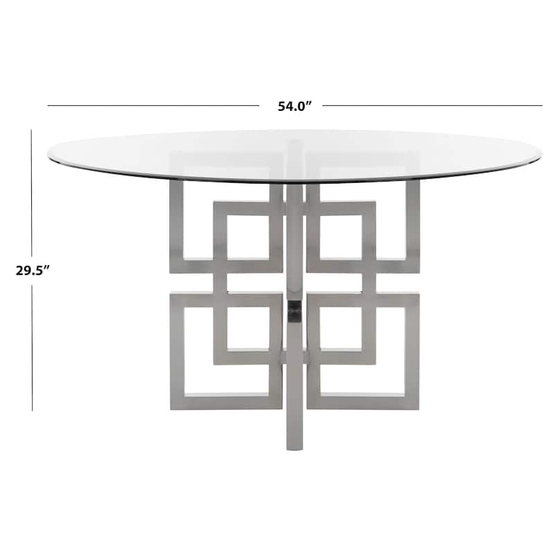 SAFAVIEH Couture Harlan 54-inch Glass Top Round Dining Table - 54"W x 54"D x 30"H