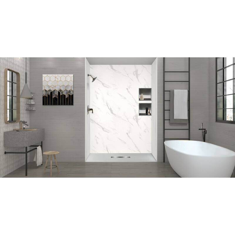 Transolid FZS6036C-09 60-in L x 35.5-in W Zero Threshold Center Drain Shower Base, Black - 60-in L x 35.5-in W