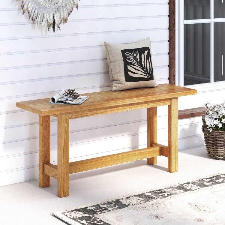 Natural Teak Wood Outdoor Garden Bench 40 inches 2-Seater with H-Legs - 40" × 10.5" × 18"
