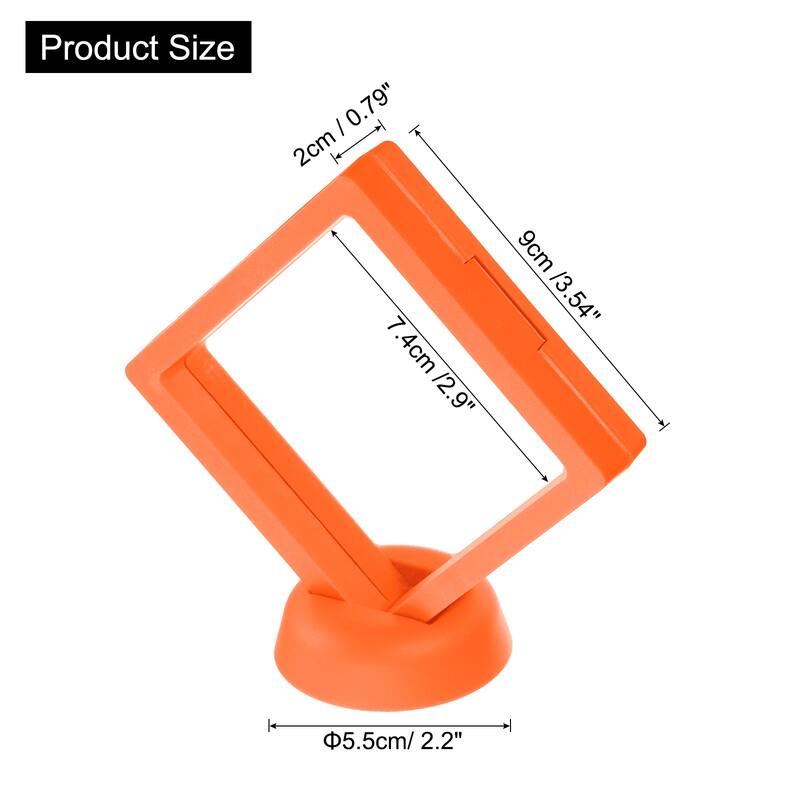 12 Pcs 3D Floating Display Case, Display Holder PE Jewelry Storage Box - Orange - 3.54 x 3.54 Inch