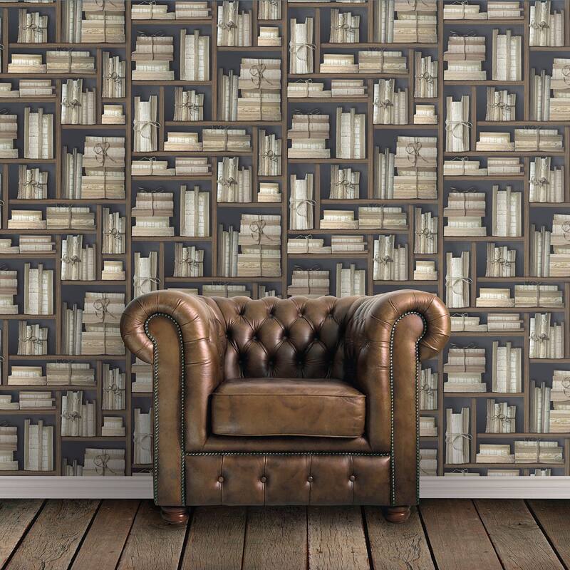 Galerie Wallcoverings Nostalgie Collection Natural Books Non-woven Matte Wallpaper Roll
