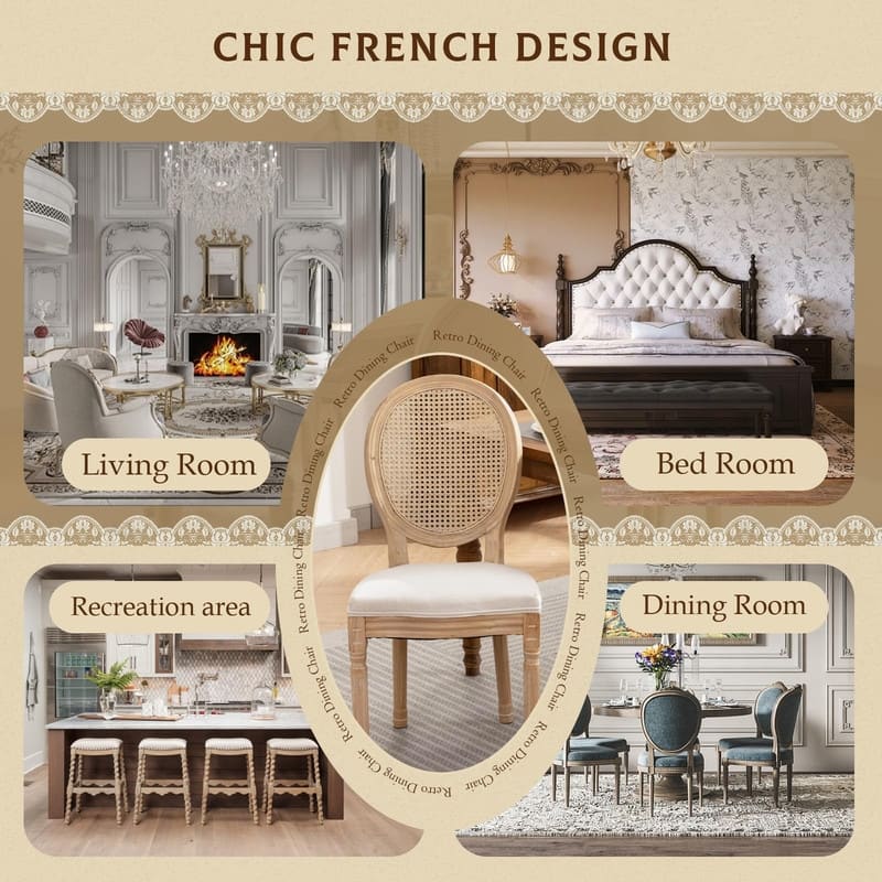 Upholstered French Style Nailhead Dining Chairs(Set of 4)