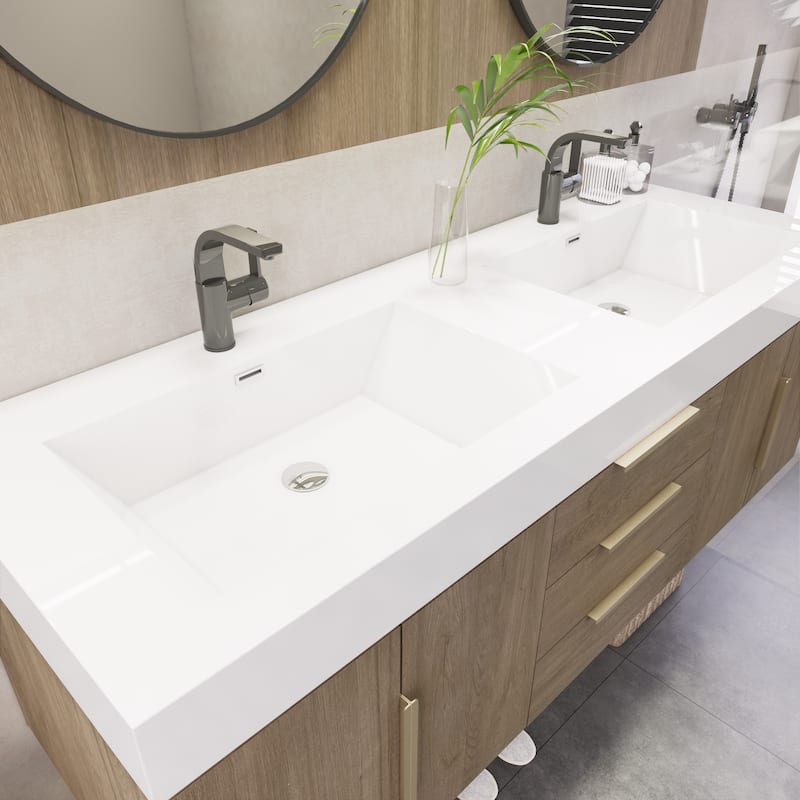 Noble 60" Wall Mounting Vanity with Reinforced Acrylic Double Sink