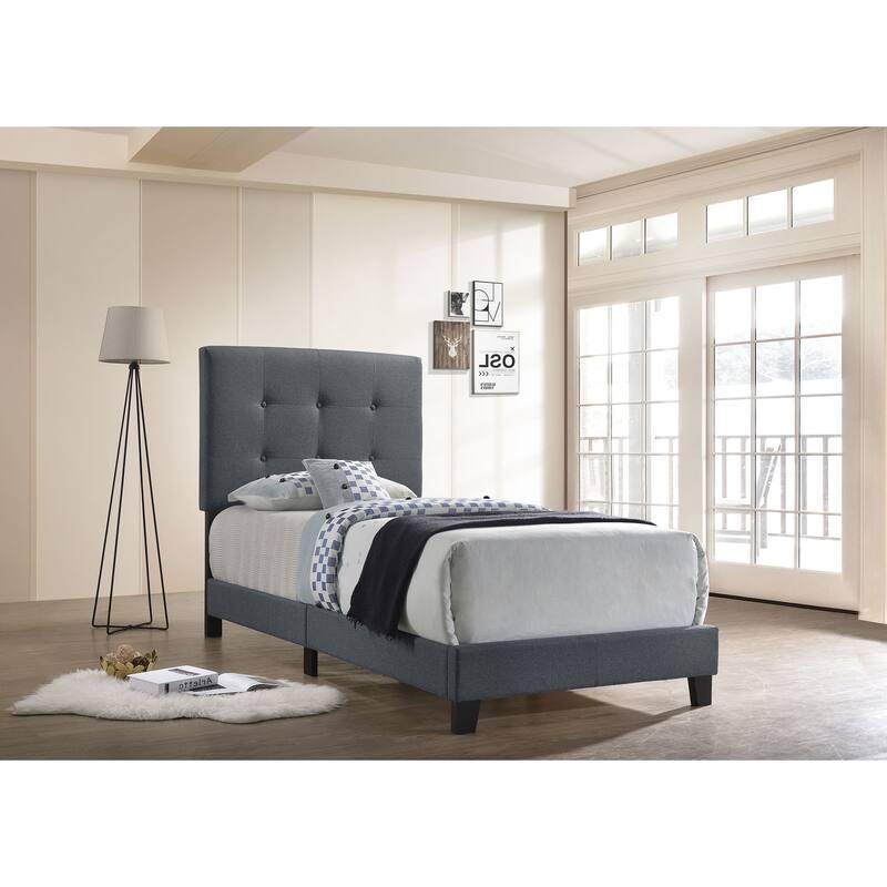 Mapes Transitional Fabric Upholstered Tufted Panel Bed