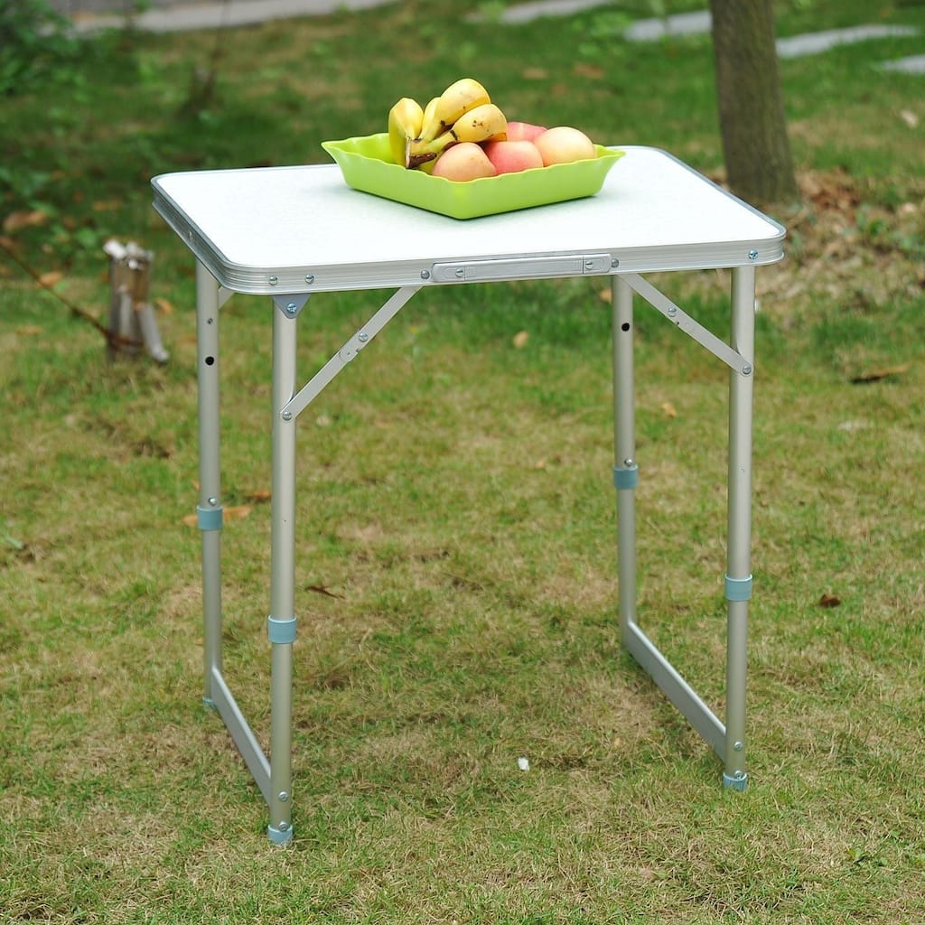 Outsunny 23" Folding Camping Table with Adjusting Height, Lightweight Portable Table, Outdoor Folding Table, Camping Accessories