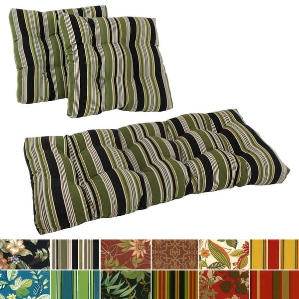 slide 2 of 14, Tufted Indoor/Outdoor Settee Cushion Set (Set of 3)