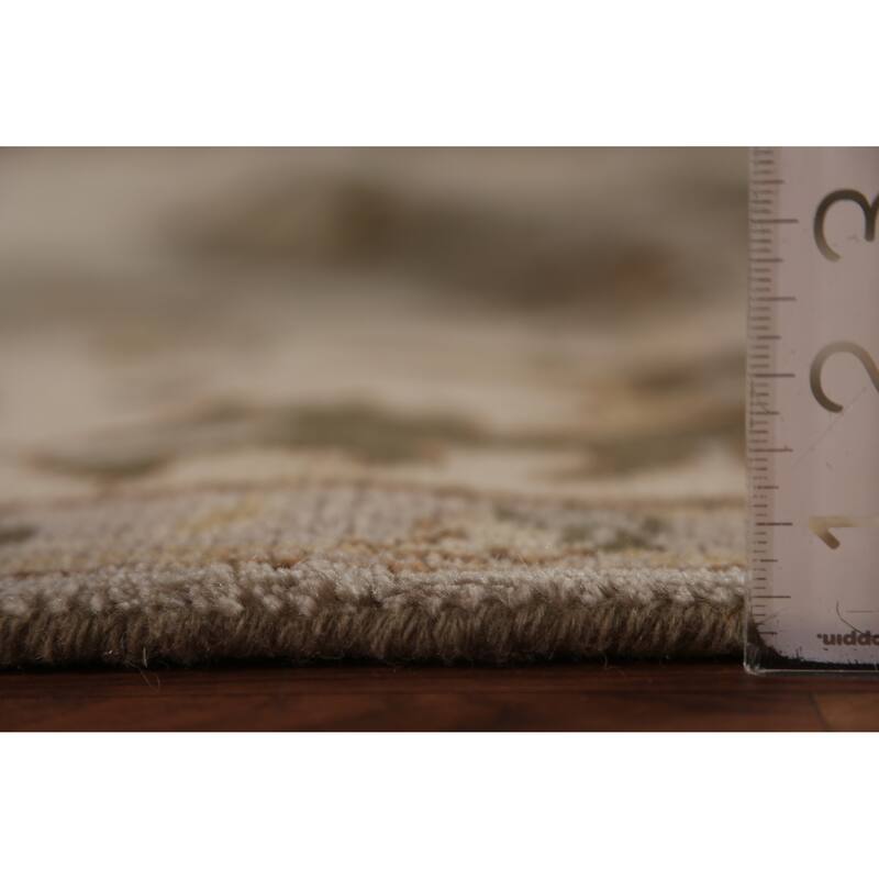 Earth Tone Oushak Indian Area Rug Hand-Knotted Floral Wool Carpet - 9'0"x 11'10"