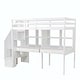 preview thumbnail 6 of 30, Loft Bed Frame with Storage Staircase and Double Desks and Shelves