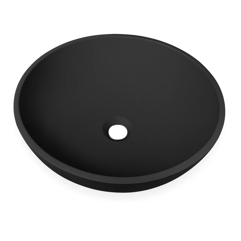 16 inch Veyra Matte Black Solid Surface Round Vessel Sink