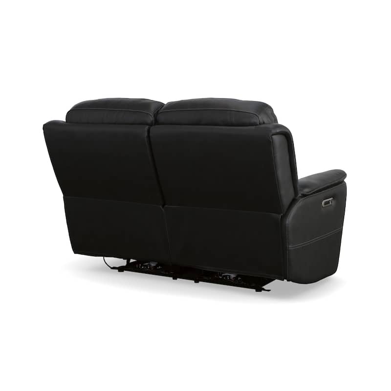 Crew Top Grain Leather Power Reclining Loveseat with Power Headrests & Lumbar