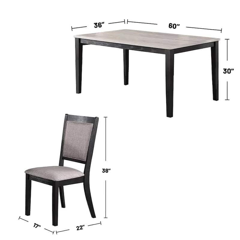 6 Piece Wooden Dining Set with Fabric Upholstered Chairs