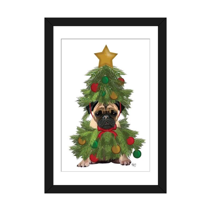 iCanvas "Pug, Christmas Tree Costume" by Fab Funky