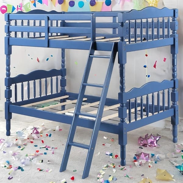 slide 2 of 10, Classic Rectangular Design Twin over Twin Bunk Bed-Grey Grey