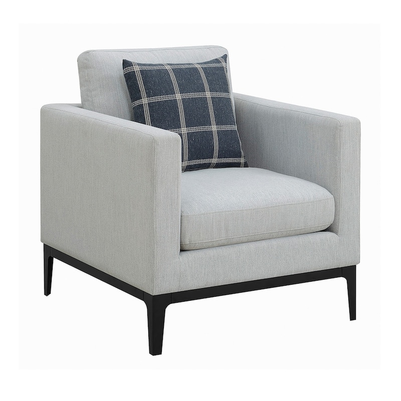 Fabric Upholstered Arm Chair with Reversible Cushions and Pillows, Gray