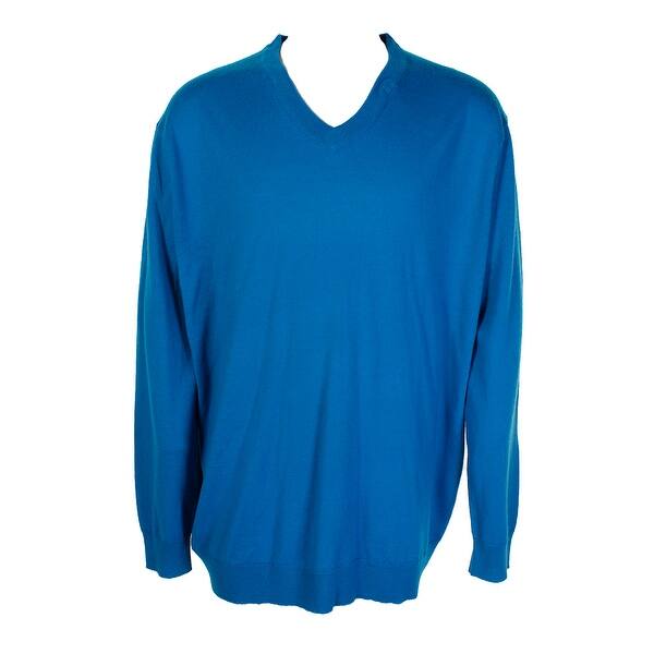 Shop Club Room Big Tall Blue Merino Wool V Neck Sweater Xlt Overstock 24176629
