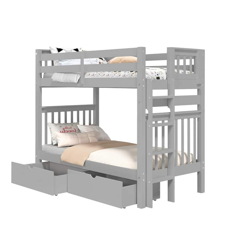 Taylor & Olive Trillium Tall Twin over Twin Bunk Bed, 2 Drawers