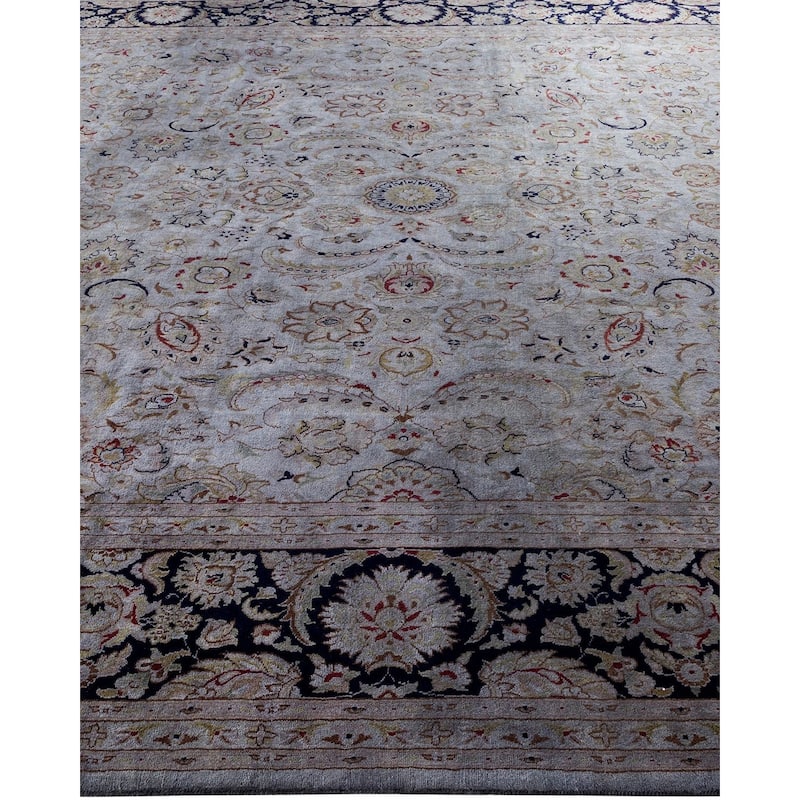 Overton Hand Knotted Wool Vintage Inspired Modern Contemporary Overdyed Gray Area Rug - 8' 1" x 10' 5"