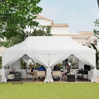10x20 Pop Up Canopy Tent with 6 Sidewalls and Carry Bag Outdoor Use