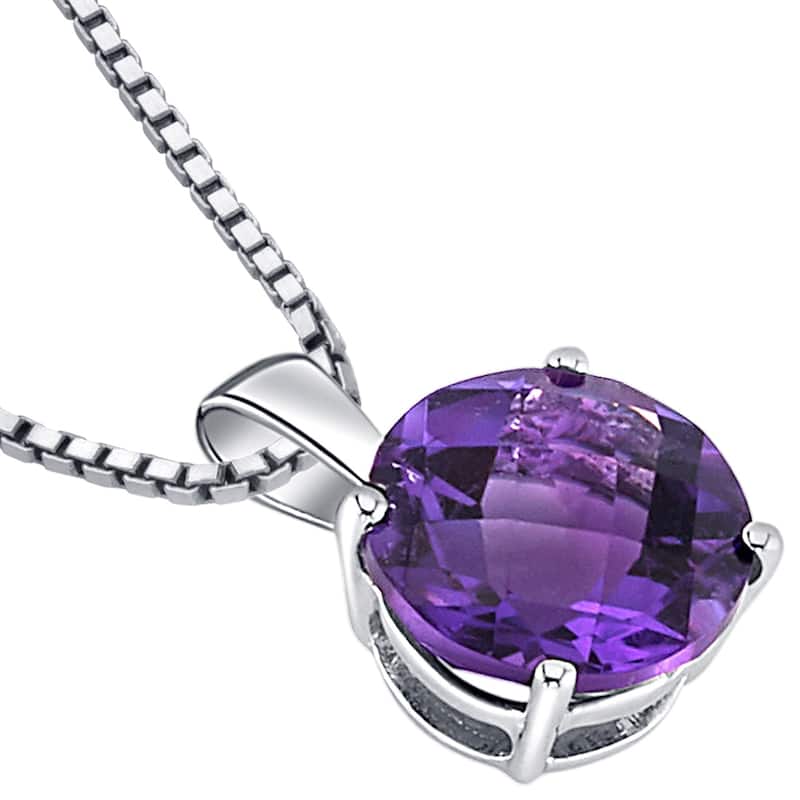14k White Gold 1.7 ct Amethyst Pendant Necklace