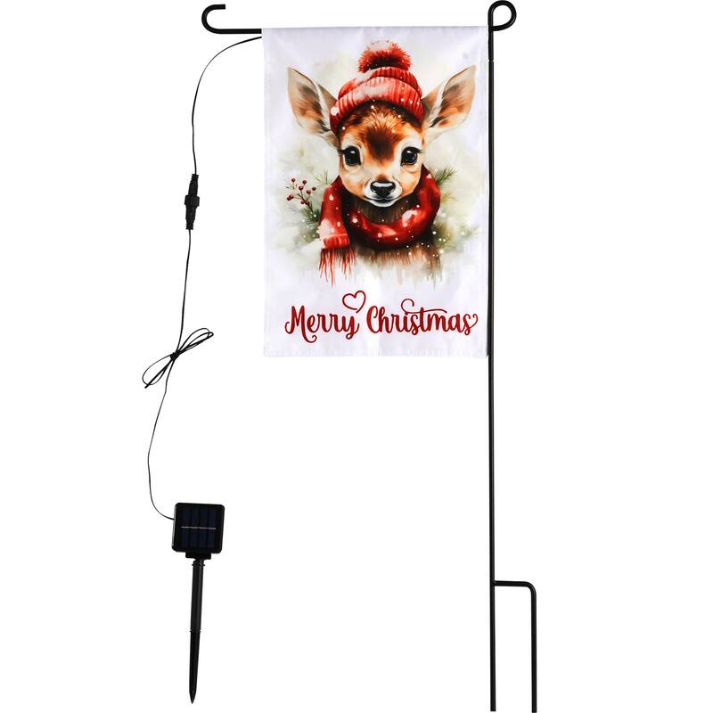 Solar Christmas Garden Flag with Lights, 12x18