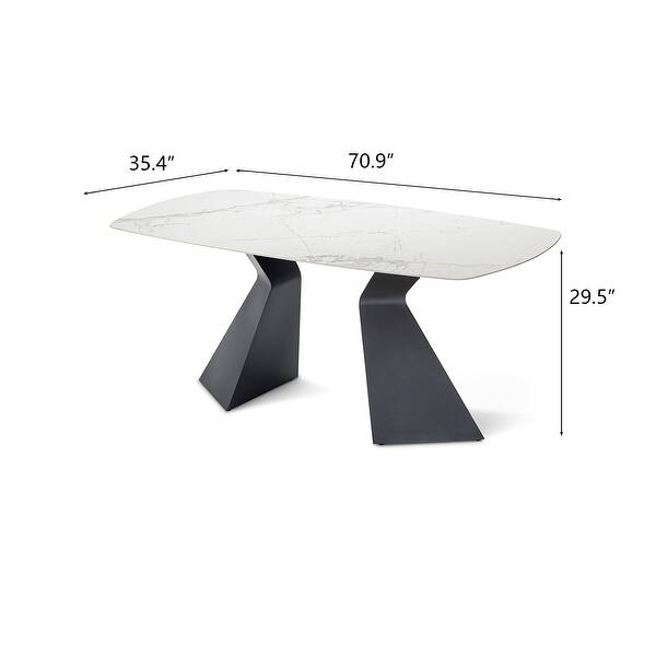 Modern Brilliant Sintered Stone Dining Table - Bed Bath & Beyond - 39711281