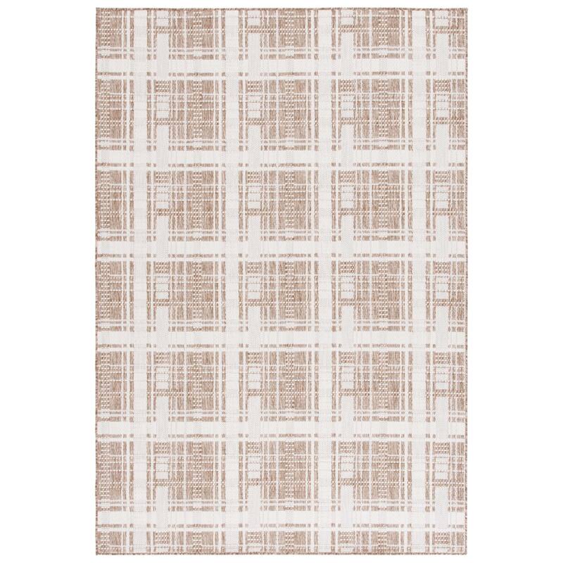 SAFAVIEH Beach House Salme Transitional Rug - 6'7" Square - Brown/Ivory