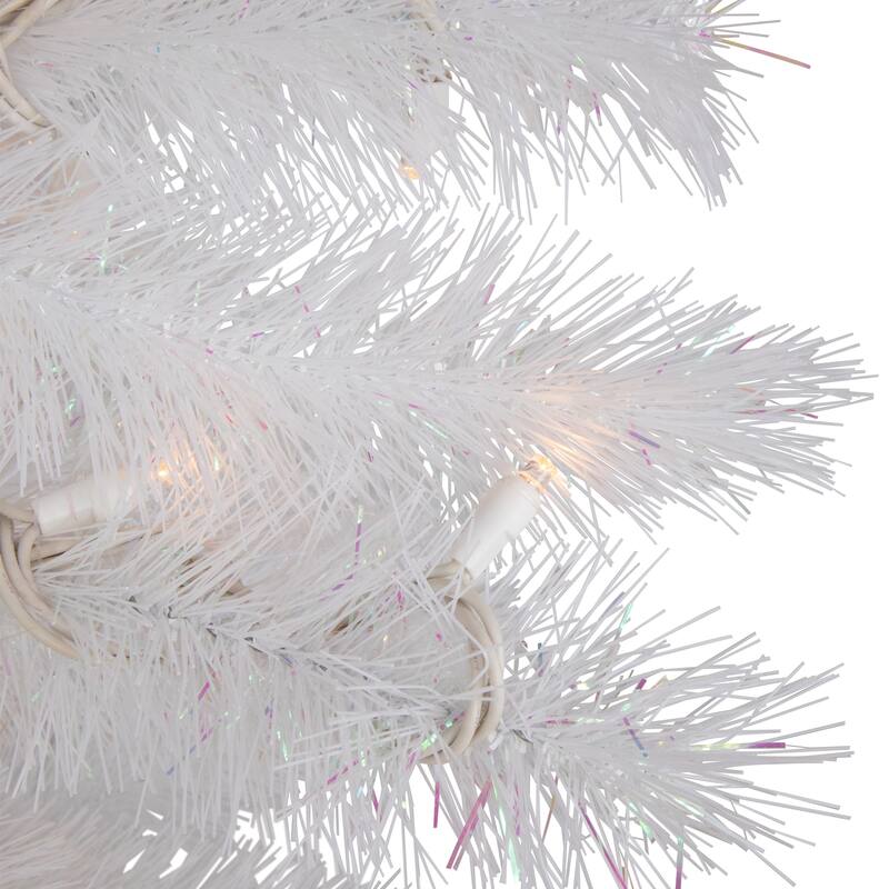 3' White Alaskan Pine Artificial Christmas Tree, Warm White LED Lights - 3 Foot