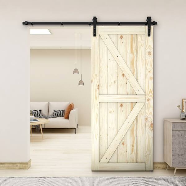 Belleze 36 X 84 Sliding Barn Door K Frame W 6 6ft Hardware Kit Overstock
