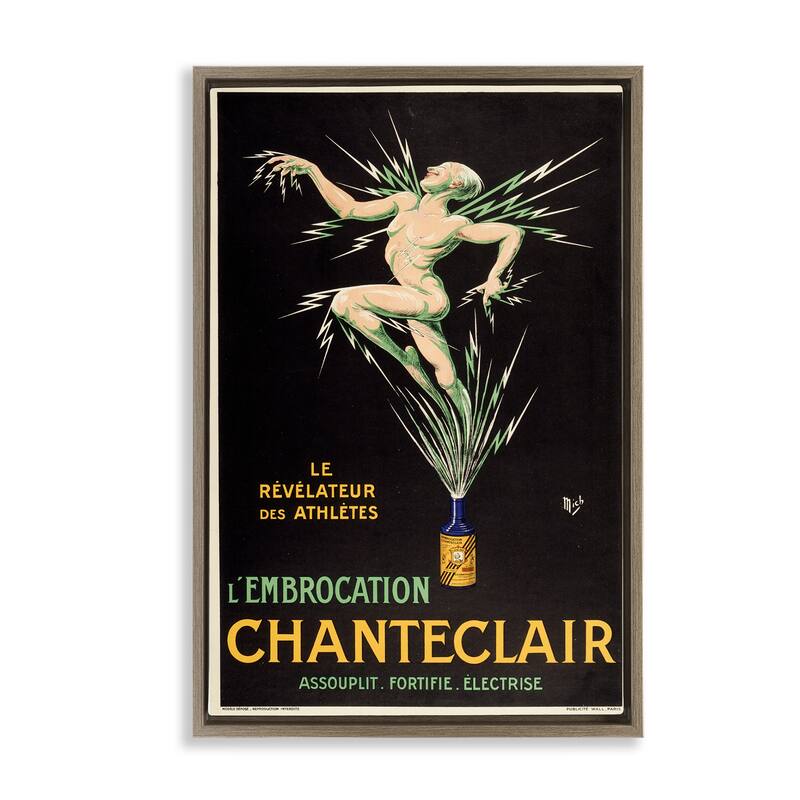 Stupell Vintage Chanteclair Wine Framed Floater Canvas Wall Art Design By Marcus Jules - 21 x 31 - Brown