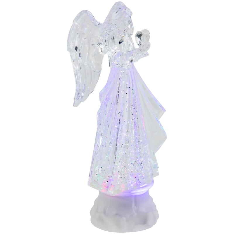 LED Lighted Acrylic Angel Christmas Snow Globe - 8.75"