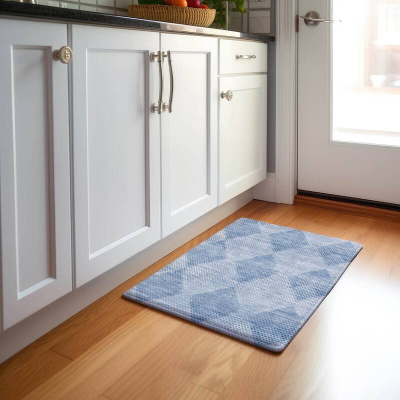 Premium Washable Super Soft Modern Diamonds Mayfield Rug - Blue - 1' 8" x 2' 6" - Rectangle