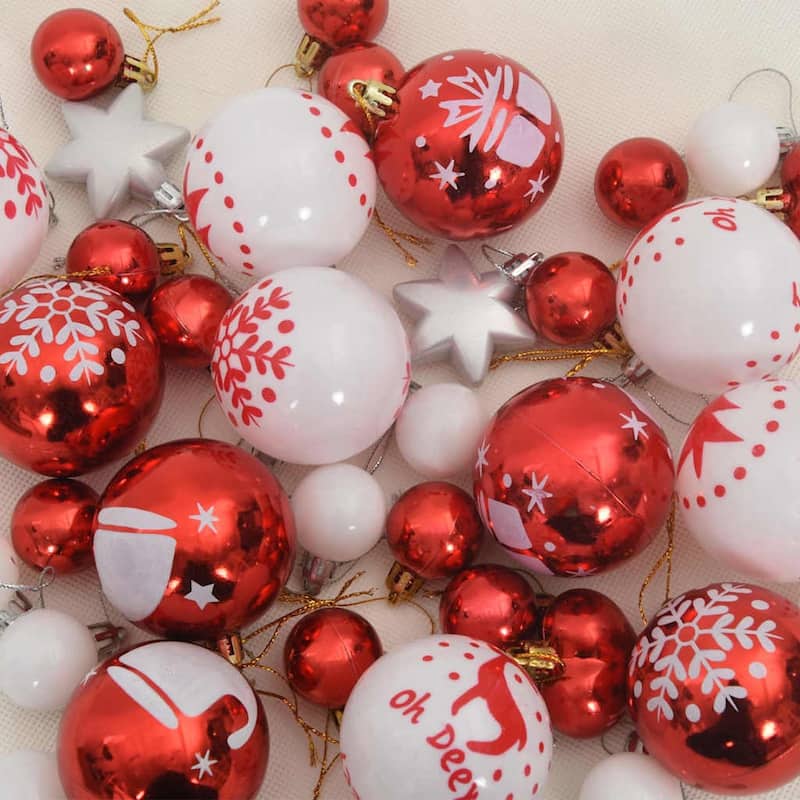 vidaXL Christmas Bauble Set 40 pcs Red and White - 2.4 x 2.4 x 2.4