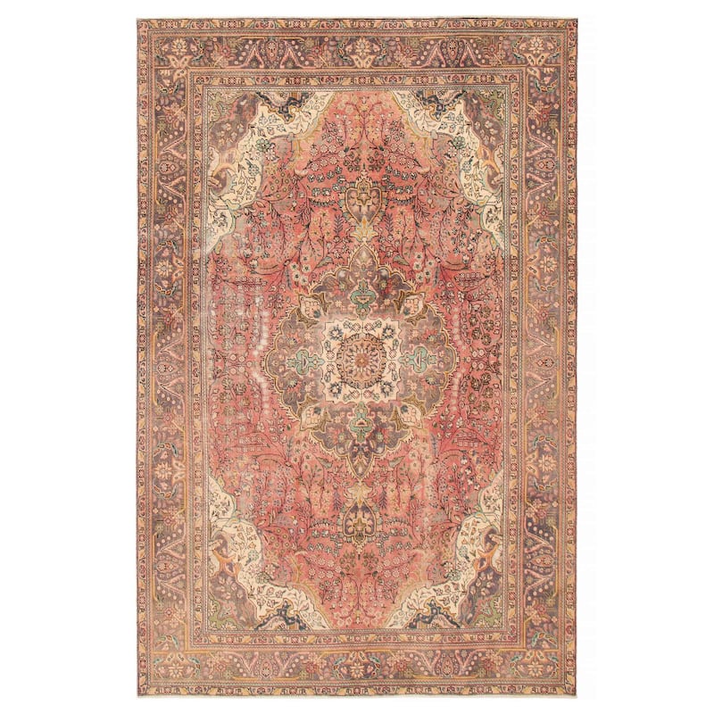 ECARPETGALLERY Hand-knotted Antalya Vintage Red Wool Rug - 7'1 x 10'10 - Light Red - 7'1 x 10'10