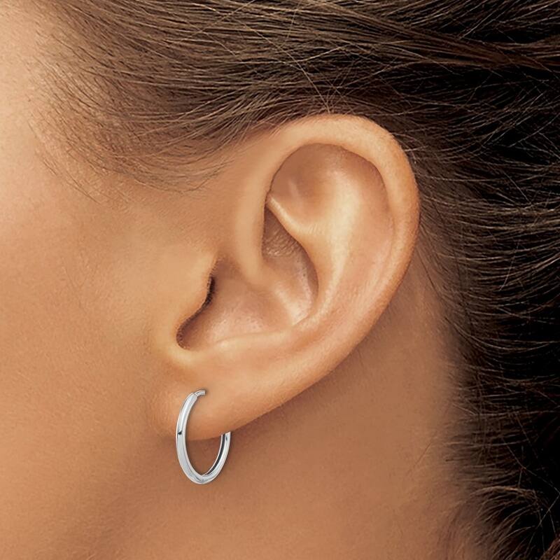 Curata 14k White Gold Polished Hinged Hoop Earrings - 15.7x16mm