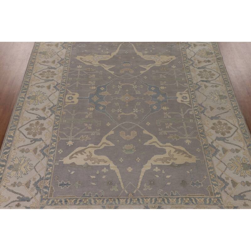 Gray Oushak Indian Large Area Rug Handmade Wool Carpet - 9'11"x 13'9"