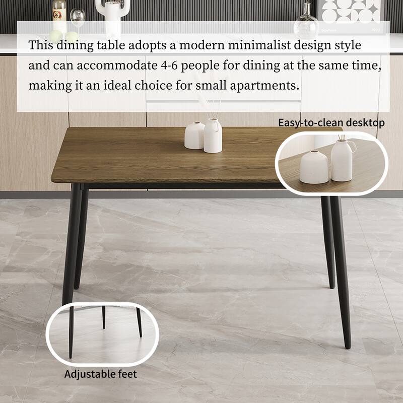 Modern Dining Table with MDF Top, Sturdy Metal Legs, Easy to Assemble