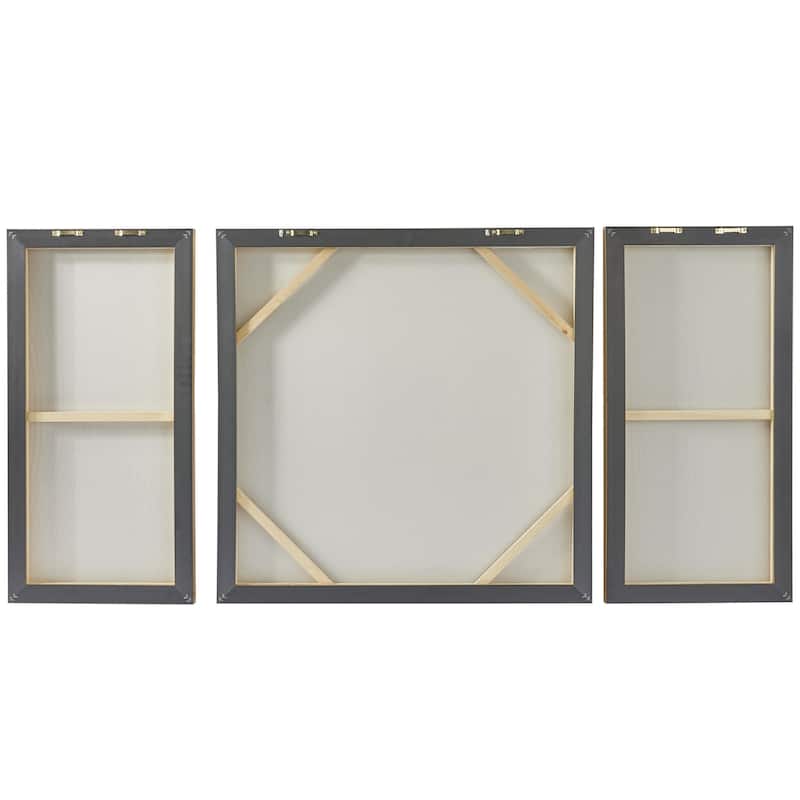 Canvas Starburst Ripple Living Room Framed Wall Art with Gold Frame - Set of 3 Gold - Roche River Decor
