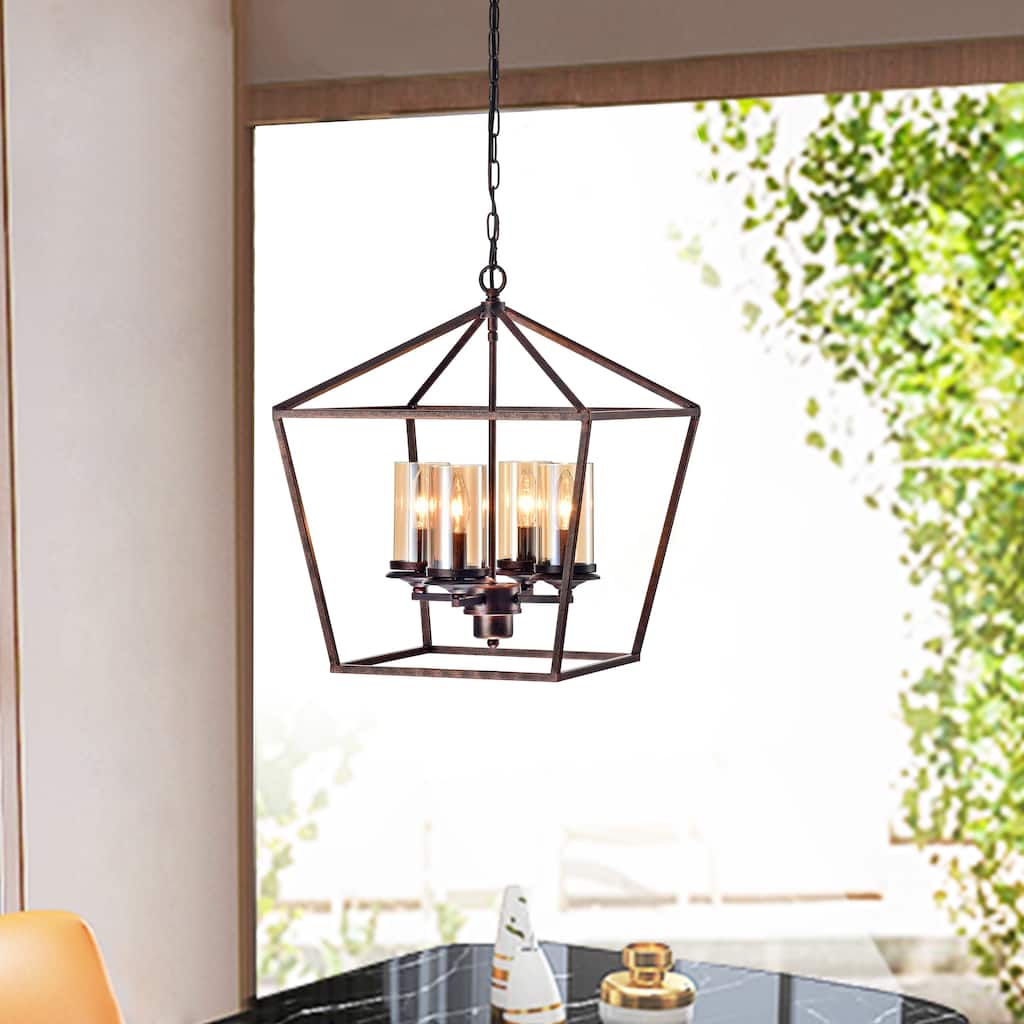 Thoas Modern Black Brushed Gold 4-Light Chandelier