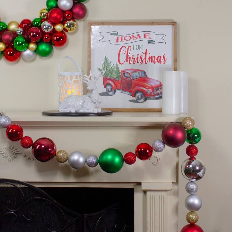6' Colored Shatterproof Ball Artificial Christmas Garland Unlit