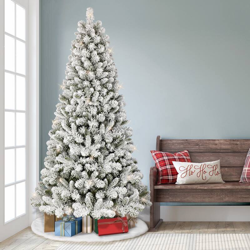 Puleo International 7.5' Flocked Virginia Pine Artificial Christmas Tree