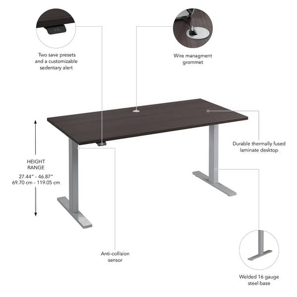 dimension image slide 19 of 22, Bush Business Furniture Move 60 Series 60x30 Adjustable Standing Desk