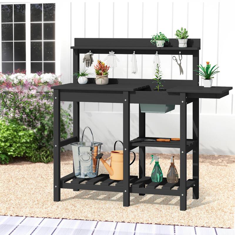 HDPE Patio Outdoor Potting Table, Versatile Gardening Planting Workbench